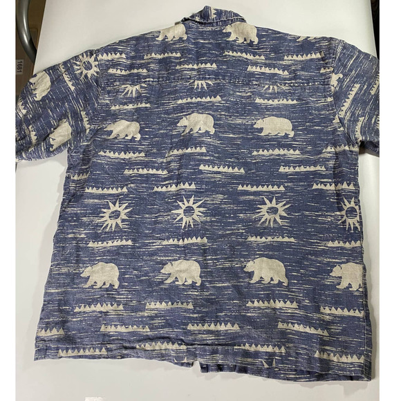 True Grit Celestial Bear Linen Short Sleeve Shirt Men's L Button - Picture 5 of 8